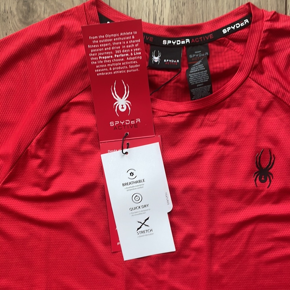 NWT Spyder Active Breathable, Quick Dry and Stretch Red T-Shirt - Picture 5 of 6